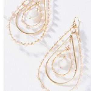 Chic Gold and Cream Teardrop Earrings